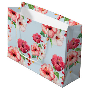 Sacola Para Presentes Grande Hibiscus Tropical Havaiana Personalizável