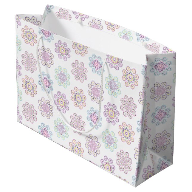 Sacola Para Presentes Grande Hmong Inspirado, Bright Pattert Gift Bag (Verso inclinado)
