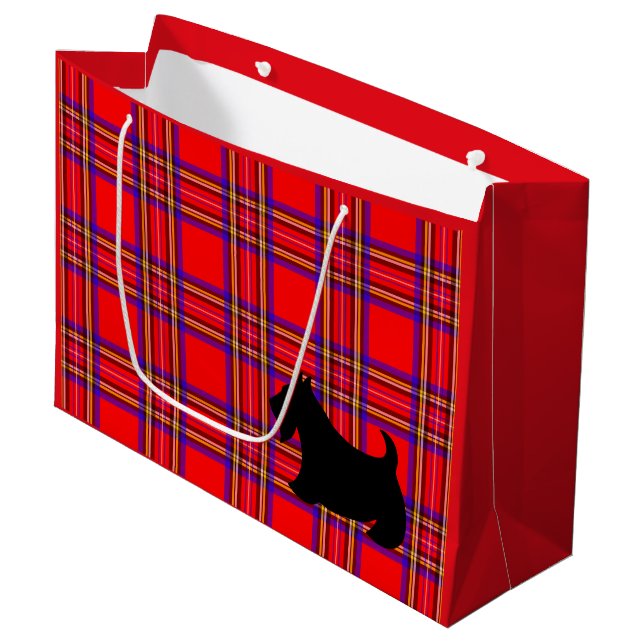 Sacola Para Presentes Grande Holiday Scottish Terrier Gift Bag (Frente inclinada)