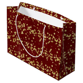 Sacola Para Presentes Grande Holiday Sparkle - Borgonha de Natal e Dourado bril