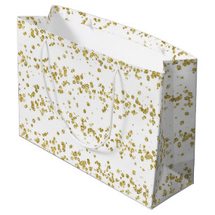 Sacola Para Presentes Grande Holiday Sparkle - Ponto brilhante branco e Dourado