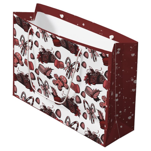 Sacola Para Presentes Grande Holiday Sweets- Peppermint (Solid) (Frente inclinada)