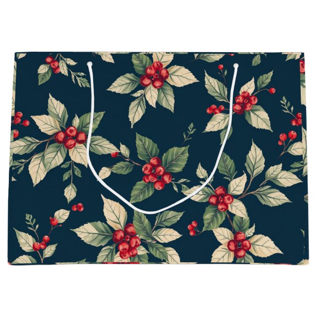 Sacola Para Presentes Grande Holly & Berries Gift Bag (Frente)