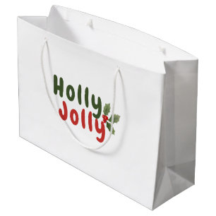Sacola Para Presentes Grande Holly Jolly - Festa Festiva de Férias com Ícone Ho