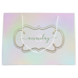 Sacola Para Presentes Grande Hológrafo Implexo Monograma Real Princesa Rosa