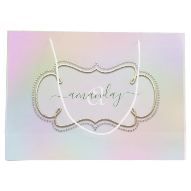 Sacola Para Presentes Grande Hológrafo Implexo Monograma Real Princesa Rosa (Verso)