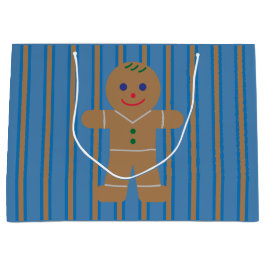 Sacola Para Presentes Grande Homem de Biscoito Gingerbread Divertido e Elegante