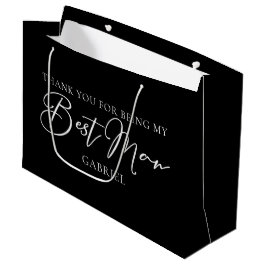 Sacola Para Presentes Grande Homem Personalizado Moderno de Casamento Negro Chi