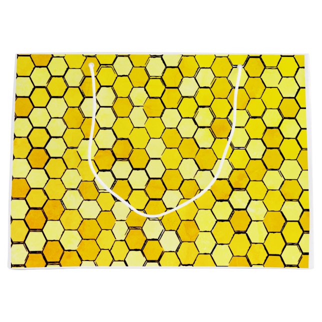 Sacola Para Presentes Grande Honeycomb Bee Themed (Frente)