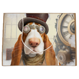 Sacola Para Presentes Grande Hound Basset Steampunk