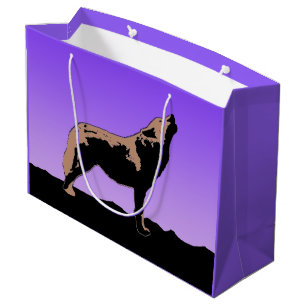 Sacola Para Presentes Grande Howling Wolf no Sunset - Arte Original da Vida Sel