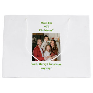 Sacola Para Presentes Grande humor engraçado de Natal texto verde foto