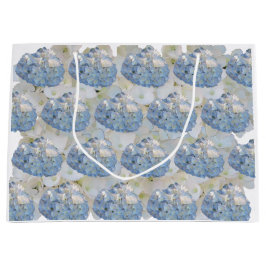 Sacola Para Presentes Grande Hydrangeas Elegantes Azul e Branco