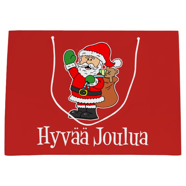 Sacola Para Presentes Grande Hyvaa Joulua Papais noeis de Natal Finlandeses (RE (Frente)