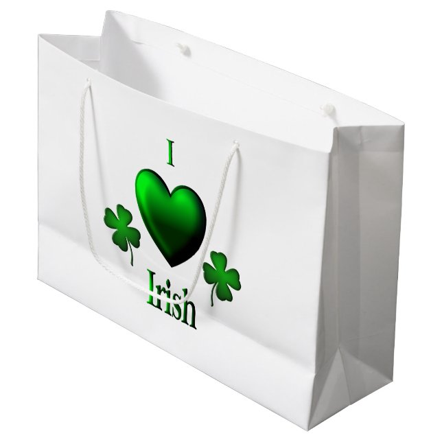 Sacola Para Presentes Grande I Heart Irish (Frente inclinada)