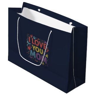 Sacola Para Presentes Grande I Love You Mom / Bolsa de Regalo