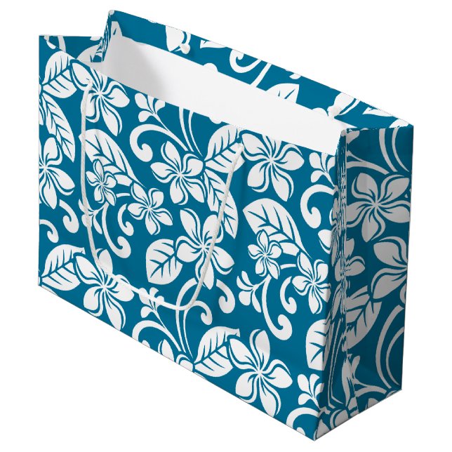 SACOLA PARA PRESENTES GRANDE ILHA PLUMÉRIA (CARIBE AZUL) (Frente inclinada)