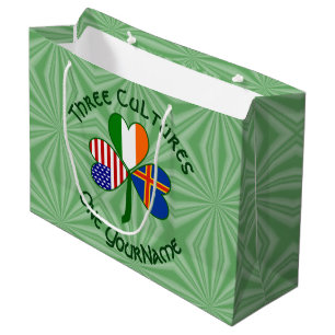 Sacola Para Presentes Grande Ilhas Åland Irlanda EUA Trevo Personalizado