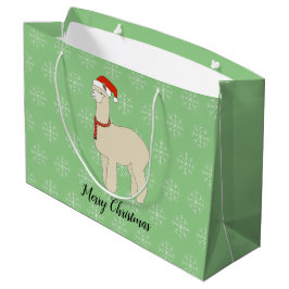 Sacola Para Presentes Grande ilusima Llama Floco de Natal Leve Verde