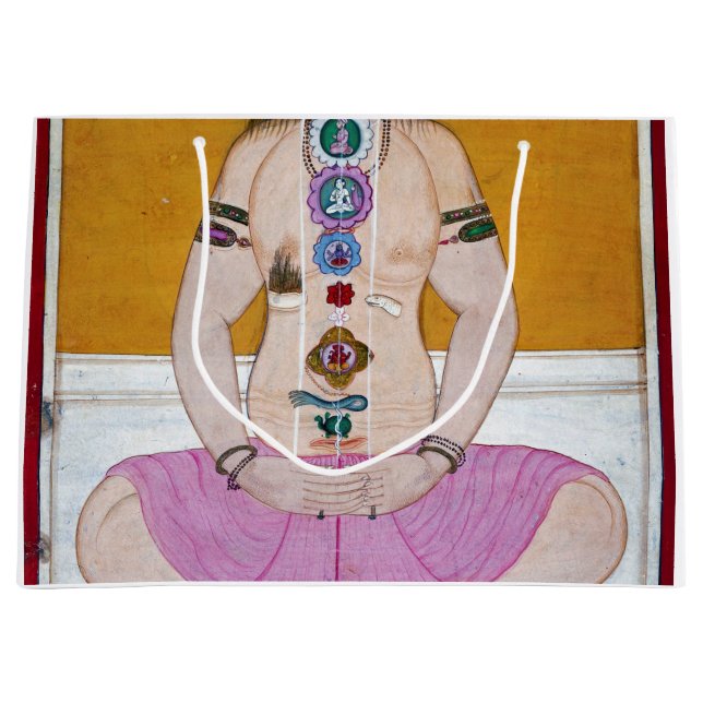 Sacola Para Presentes Grande Ilustração Chakra Yoga para Meditação (Frente)