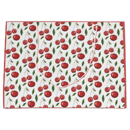 Sacola Para Presentes Grande Ilustração de Aquarela de Cerejas Doce