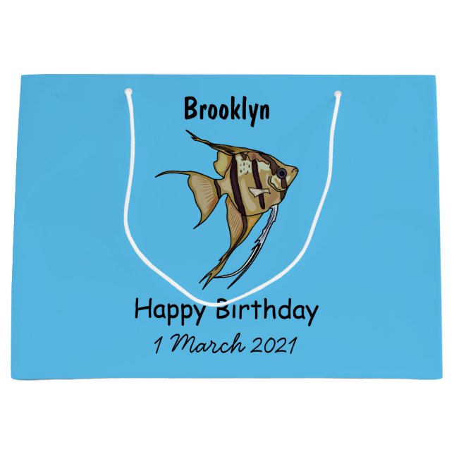 Sacola Para Presentes Grande Ilustração de desenho animado de Angelfish (Frente)