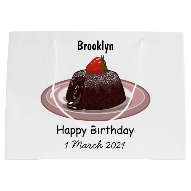 Sacola Para Presentes Grande Ilustração de desenho animado de bolo de lava de c (Frente)