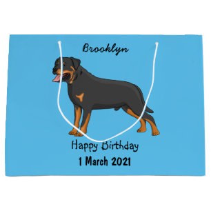 Sacola Para Presentes Grande Ilustração de desenho animado de cão rottweiler