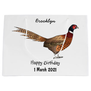 Sacola Para Presentes Grande Ilustração de desenho animado de pheasant de pesco
