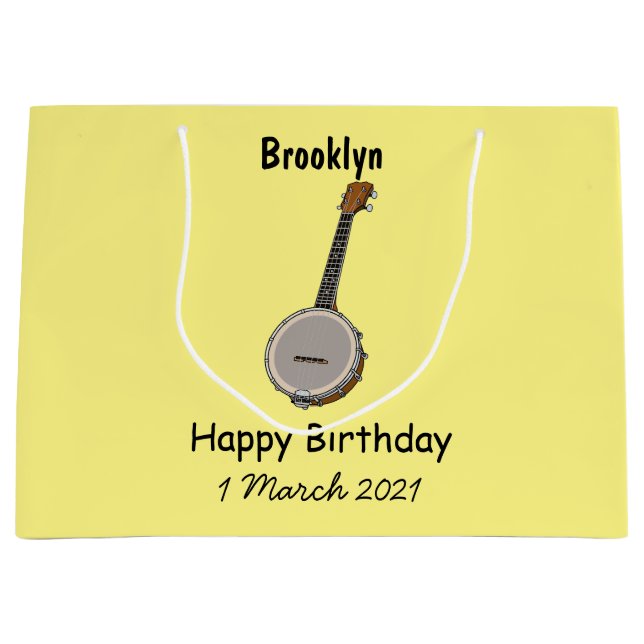 Sacola Para Presentes Grande Ilustração de desenho animado do Banjo (Frente)