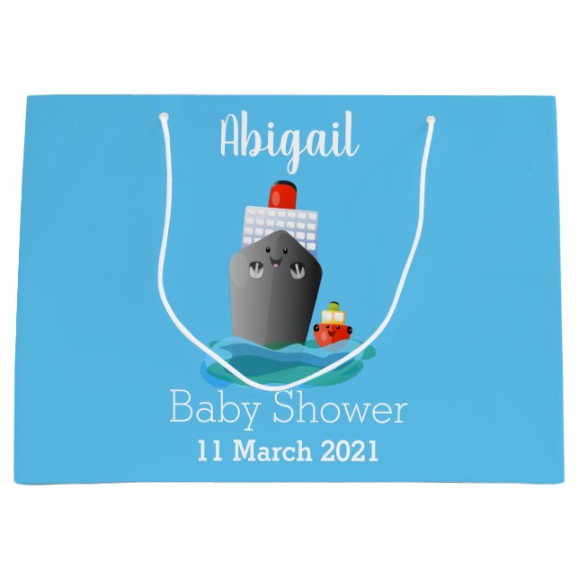 Sacola Para Presentes Grande Ilustração de desenho animado do navio de linha do (Frente)