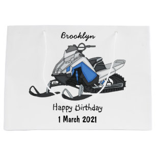 Sacola Para Presentes Grande Ilustração de desenho animado Snowmobile