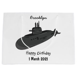 Sacola Para Presentes Grande Ilustração de desenho animado submarino