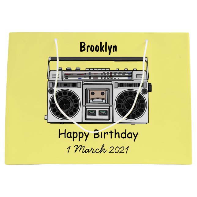 Sacola Para Presentes Grande Ilustração de desenho de rádio (Frente)