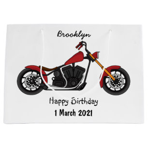 Sacola Para Presentes Grande Ilustração de moto estilo Chopper