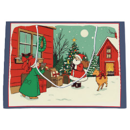 Sacola Para Presentes Grande Ilustração de natais vintages