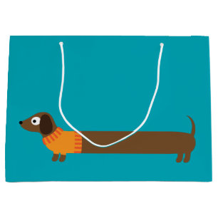 Sacola Para Presentes Grande Ilustração longa bonito do Dachshund