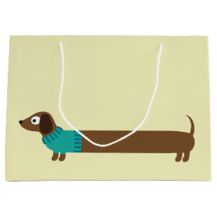 Sacola Para Presentes Grande Ilustração longa bonito do Dachshund