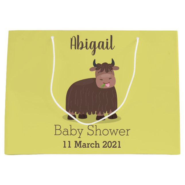 Sacola Para Presentes Grande Imagem animada de relva feliz comendo iaque engraç (Frente)