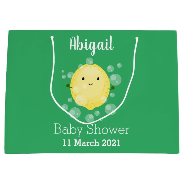 Sacola Para Presentes Grande Imagem das bolhas de fruta de limão-branco (Frente)