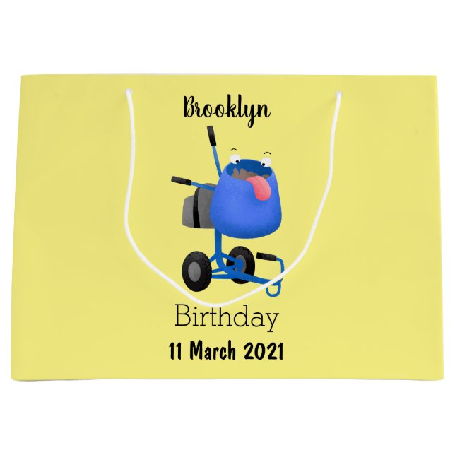 Sacola Para Presentes Grande Imagem de desenho animado de misturador azul engra (Frente)