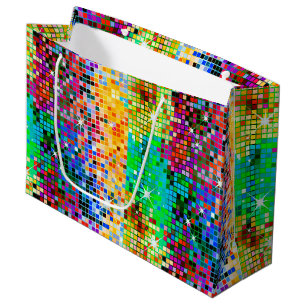 Sacola Para Presentes Grande Imagem de um padrão colorido de brilho na discotec