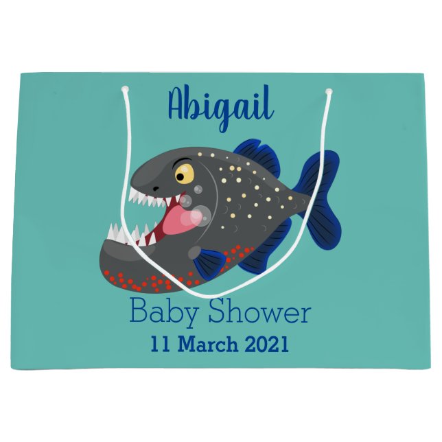 Sacola Para Presentes Grande Imagem de uma piranha engraçada e famosa (Frente)