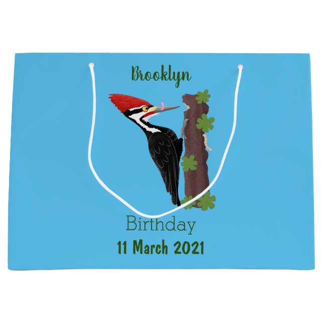 Sacola Para Presentes Grande Imagem engraçada do desenho do pica-pau pileado (Frente)