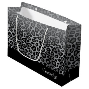 Sacola Para Presentes Grande Impressão animal do leopardo cinzento