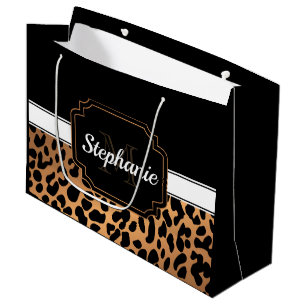 Sacola Para Presentes Grande Impressão bonito do leopardo