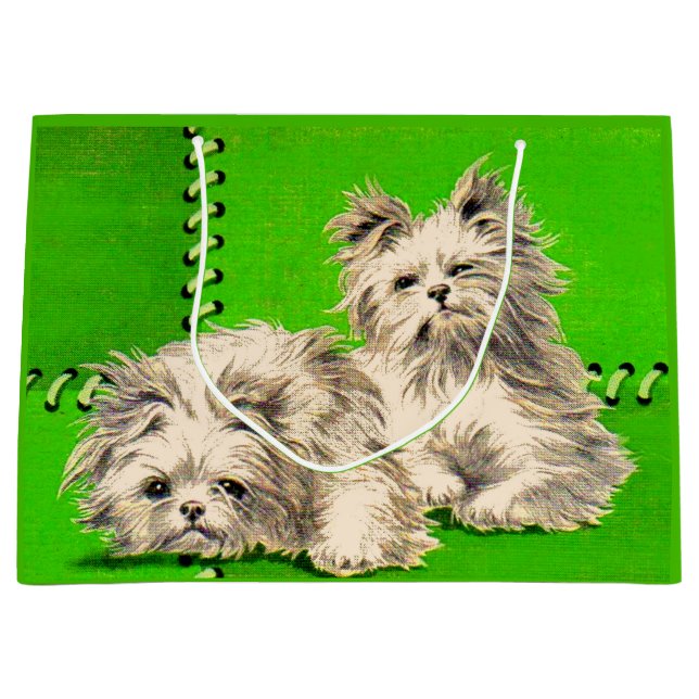 Sacola Para Presentes Grande impressão de cães fofos (Frente)