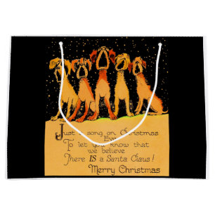 Sacola Para Presentes Grande impressão de caninos de Natal de 1920