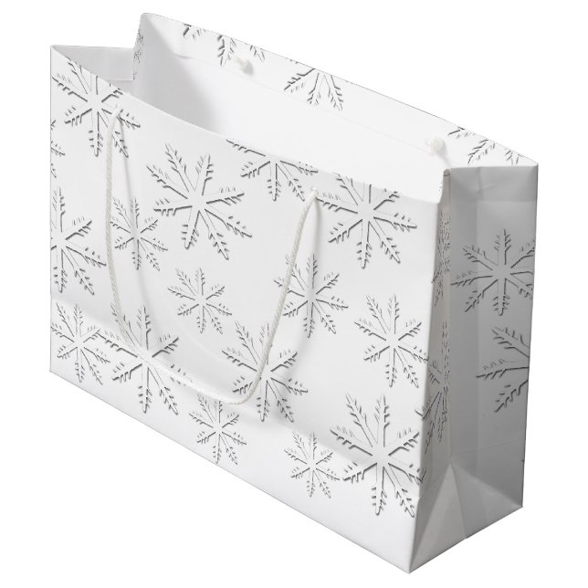 Sacola Para Presentes Grande Impressão de floco de neve (Frente inclinada)
