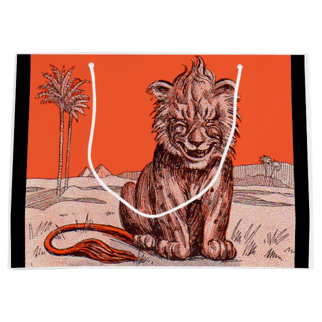 Sacola Para Presentes Grande impressão de leão sorridente (Frente)